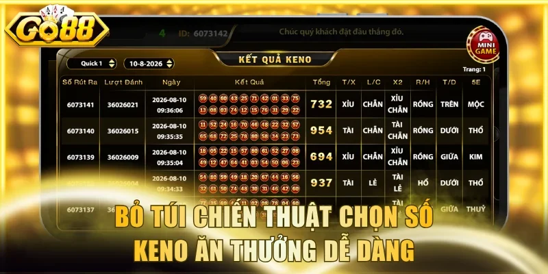 Bỏ túi chiến thuật chọn số Keno ăn thưởng dễ dàng