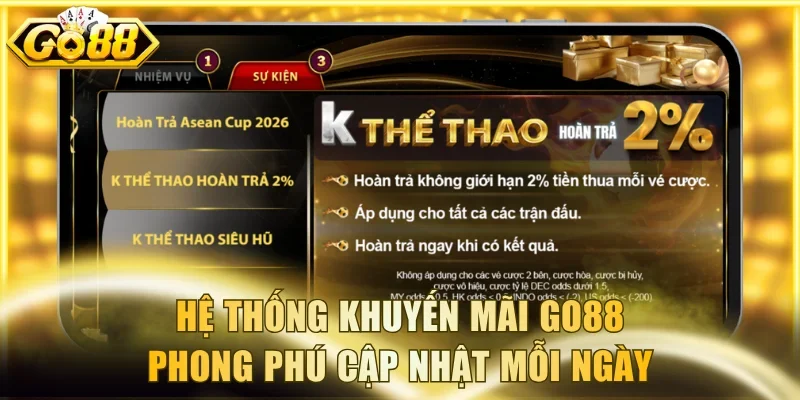 Hệ thống khuyến mãi Go88 phong phú cập nhật mỗi ngày